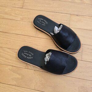 Kork-Ease | 'Tutsi' black leather minimalist slide sandals | WMS 7